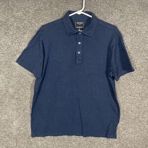 Todd Snyder Polo Shirt Mens Medium Blue Slub Cotton Knit Short Sleeve Casual